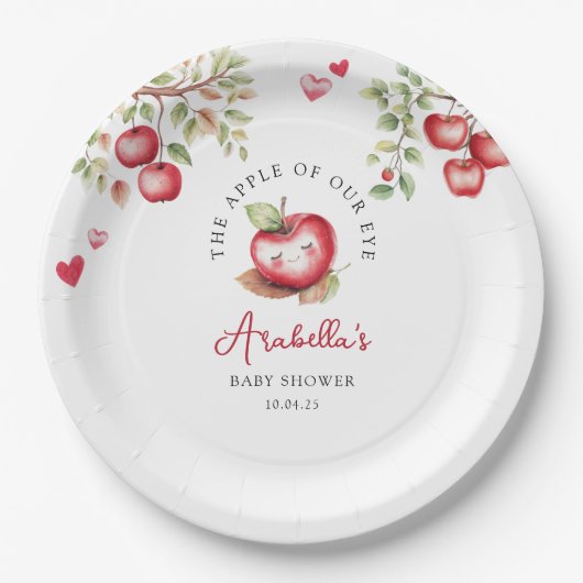 De zoete appel van ons Baby shower Papieren Bordje (Voorkant)