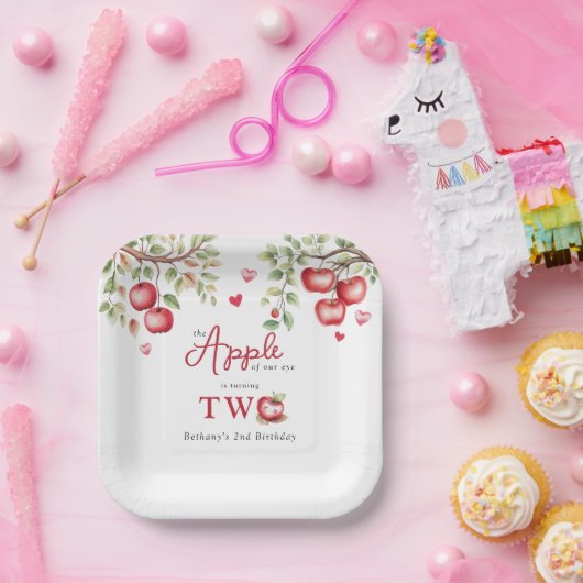 De zoete appel van ons oog | 2e verjaardag papieren bordje (Feest)