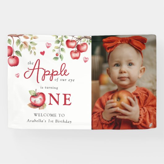 De zoete appel van ons oog | Foto 1e verjaardag Spandoek (Horizontaal)