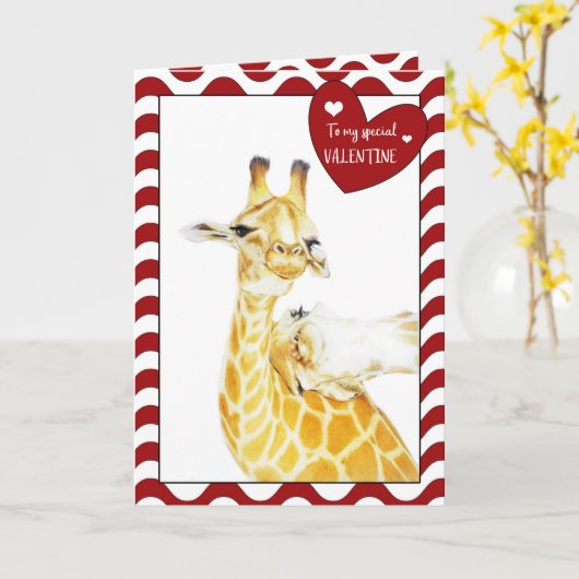 De Zoete Giraffes van de Valentijnsdag Kaart (Gele Bloem)