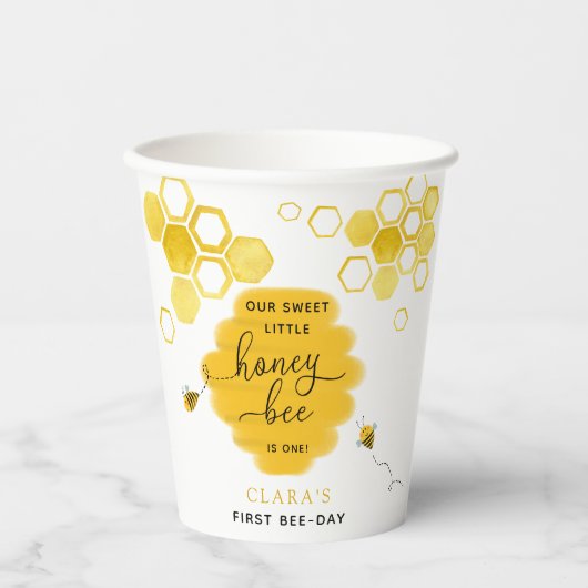 De zoete Little Honey Bee Birthday  Papieren Bekers (Voorkant)