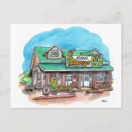 De zoete maïs van Kernel Simpson Briefkaart (Voorkant)