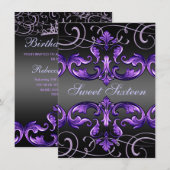 De zoete Paars Verjaardag van Damast 16 & van de Kaart (Voorkant / Achterkant)