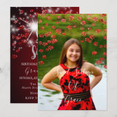 De zoete Rode Grijze Zilveren Foto van Druppels Kaart (Voorkant / Achterkant)