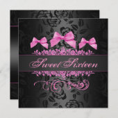 De zoete Roze & Zwarte Uitnodiging van de (Voorkant / Achterkant)
