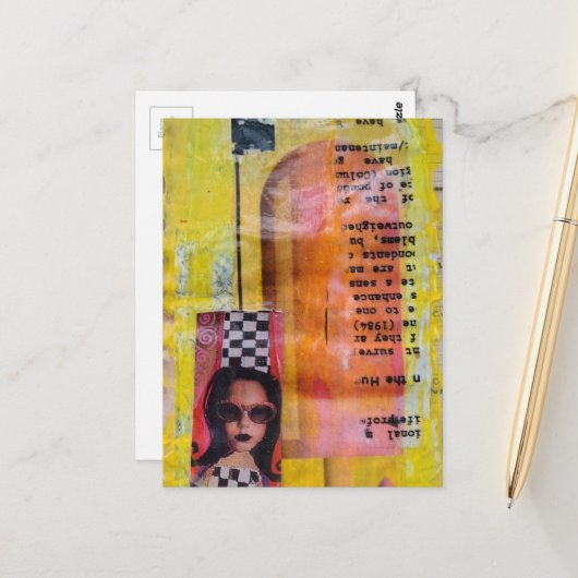 De Zoete Snoep Mixed Media Collage Briefkaart (Voorkant / Achterkant in situ)