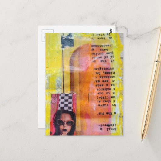 De Zoete Treat Mixed Media Collage Briefkaart (Voorkant / Achterkant in situ)