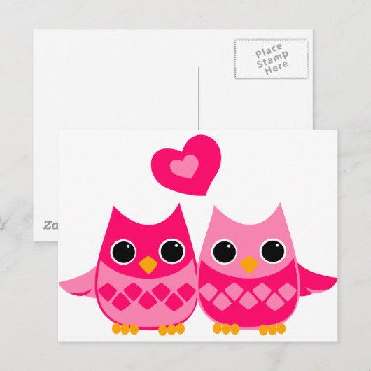 De zoete Uilen van de Liefde Briefkaart (Voorkant / Achterkant)