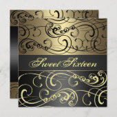 De zoete Zwarte/Gouden Uitnodiging van de (Voorkant / Achterkant)