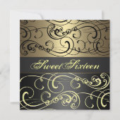 De zoete Zwarte/Gouden Uitnodiging van de (Voorkant)