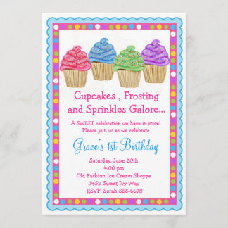 De zoetste cupcakes Birthday-uitnodiging Kaart