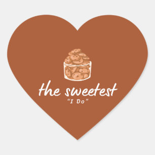 De zoetste 'I Do' Bruine en witte trouwzegel Hart Sticker