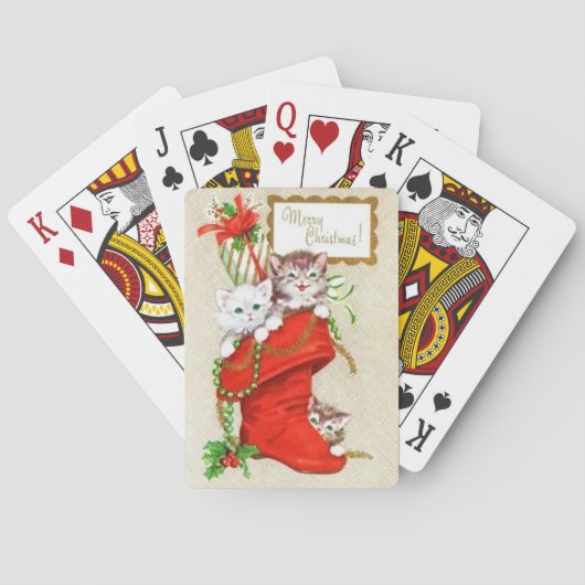 De zoetste Vintage Katjes van Kerstmis Pokerkaarten (Achterkant)