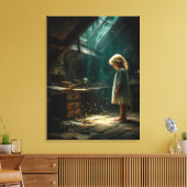De zolder van de kleine lichtjes canvas afdruk (Insitu (Woonkamer))