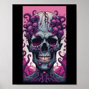 De zombie heeft hersenen die zijn hoofd bedekken poster