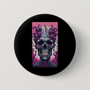 De zombie heeft hersenen die zijn hoofd bedekken ronde button 5,7 cm