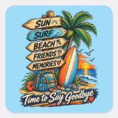 De Zomer Afscheid Vierkante Sticker (Voorkant)