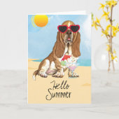 De zomer Basset Hound Kaart (Gele Bloem)