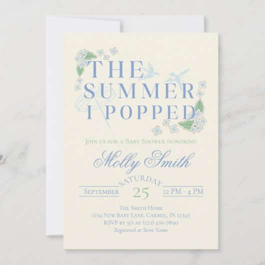 De zomer dat ik Baby shower knalde Kaart (Voorkant)