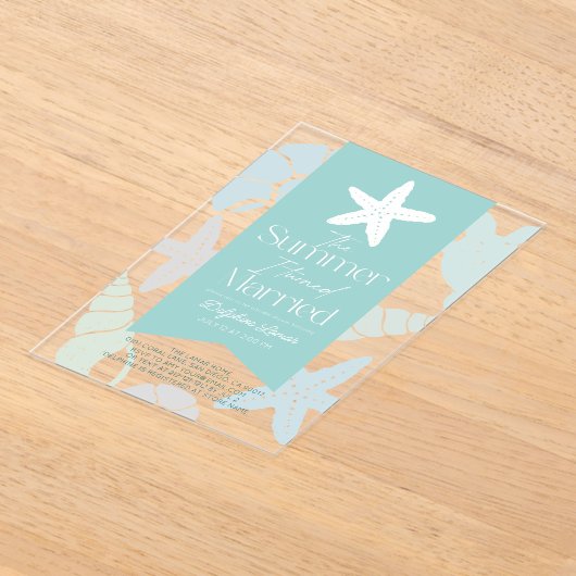 De zomer dat ik gehuwde zeesterren Vrijgezellenfee Acryl Uitnodigingen (Laagn)