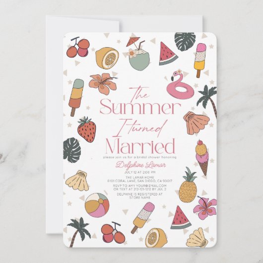 De zomer dat ik getrouwd Tropisch Vrijgezellenfees Kaart (Voorkant)