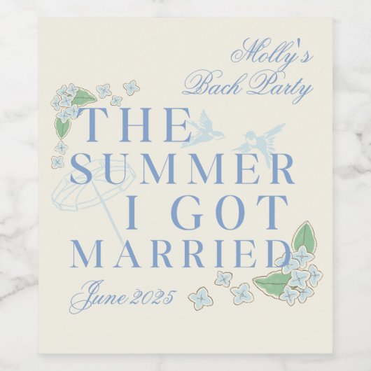 De zomer dat ik trouwde - Coastal Bachelorette Wijn Etiket (Enkel label)