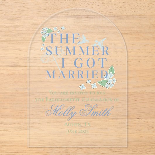De zomer dat ik trouwde - Kustbruiloft Acryl Uitnodigingen (Voorkant)