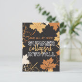 De zomer die in Herfst herfst citeert zwarte Ver w Briefkaart (Staand voorkant)