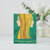 De zomer, fantasie bos kunst, verjaardagsgroeten briefkaart (Staand voorkant)