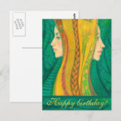 De zomer, fantasie bos kunst, verjaardagsgroeten briefkaart (Voorkant / Achterkant)