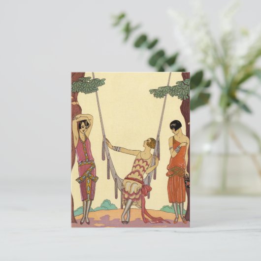 De zomer in Frankrijk Art Deco Briefkaart (Staand voorkant)