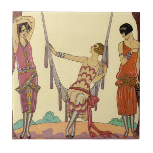 De zomer in Frankrijk Art Deco Tile Tegeltje