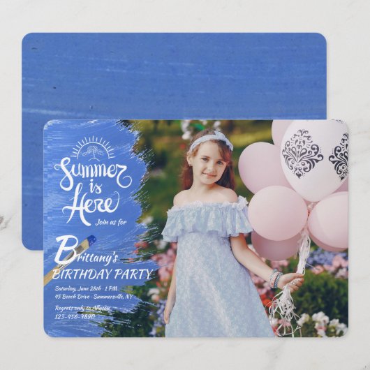 De zomer is hier Foto uitnodiging (Voorkant / Achterkant)