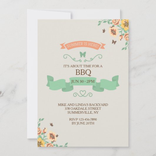 De zomer is hier Uitnodiging (Voorkant)