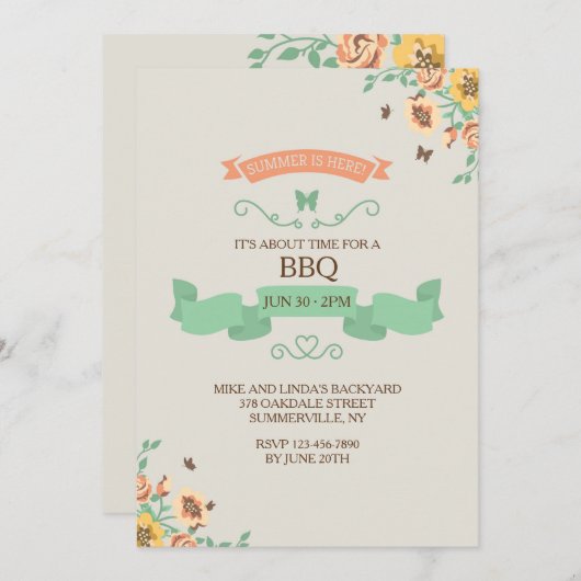 De zomer is hier Uitnodiging (Voorkant / Achterkant)