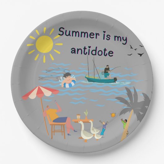 De zomer is mijn tegengif papieren bordje (Voorkant)