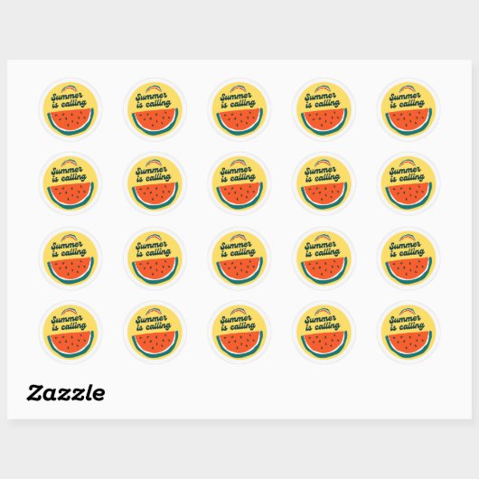 De zomer roept ronde sticker (Vel)