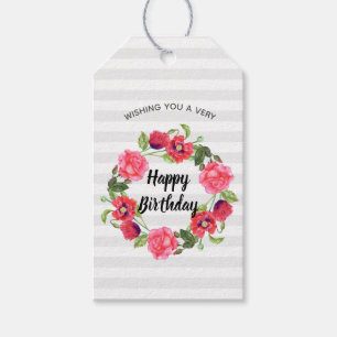 De Zomer van de waterverf bloeit Bloemen Gelukkige Cadeaulabel