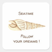 De zomer volgt uw dromen Shell Romantic Cute Pape Vierkante Sticker (Voorkant)