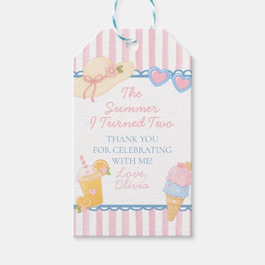 De zomer waarin ik twee werd Strand 2e verjaardag Cadeaulabel (Voorkant)