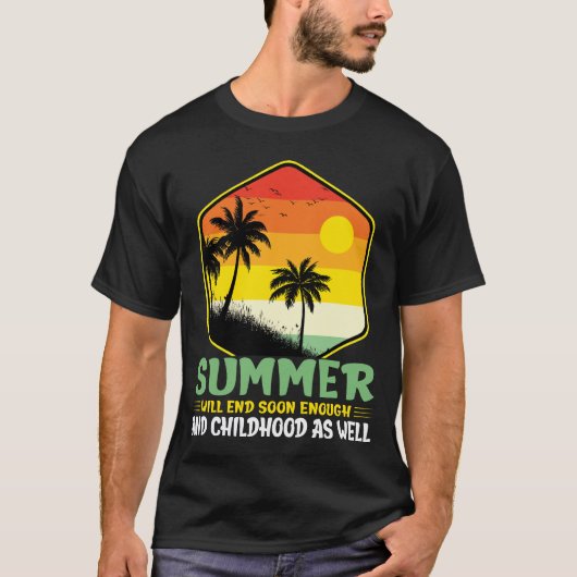 De zomer zal binnenkort eindigen Beach Palm Tree z T-shirt (Voorkant)