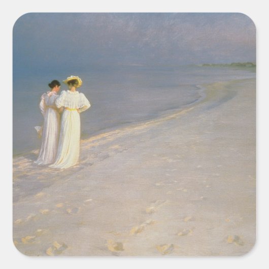 De zomeravond op de zuidkust van Skagen Vierkante Sticker (Voorkant)