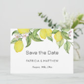 De zomercitroenweddenschap bewaart de datum save the date (Staand voorkant)