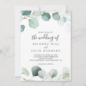 De zomergroene eucalyptus vult het huwelijk van kaart (Voorkant)