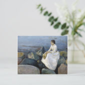 De zomernacht. Inger op het strand van Edvard Munc Briefkaart (Staand voorkant)