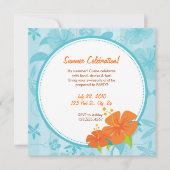 De zomerpartij nodigt uit : Blauw en Oranje Hibisc Kaart (Voorkant)