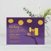 De zomerpartij nodigt uit : Paarse en gouden Drink Kaart (Staand voorkant)