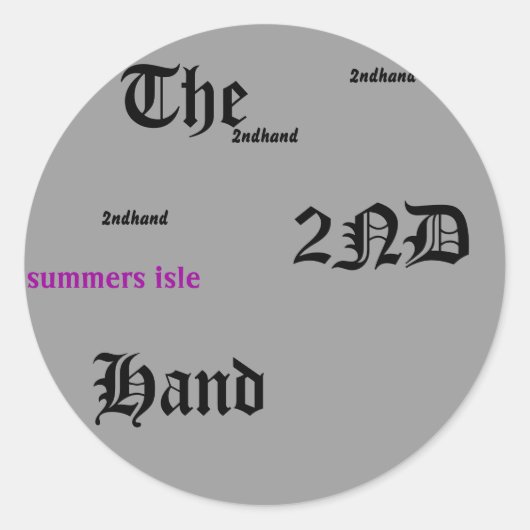 De, zomers eiland, 2ndhand, 2ndhand, 2ndhand, ... ronde sticker (Voorkant)