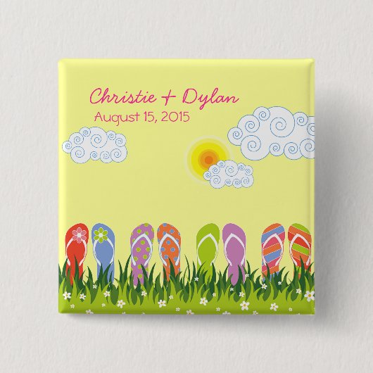 De zomerse Teenslippers vegen in de Button van de (Voorkant)