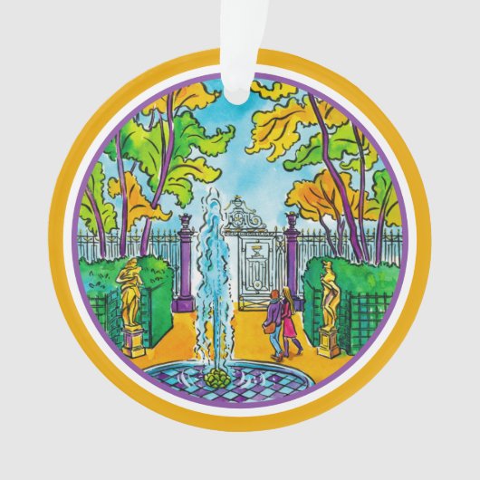De zomertuin, met de hand getrokken waterverf ornament (voorkant)